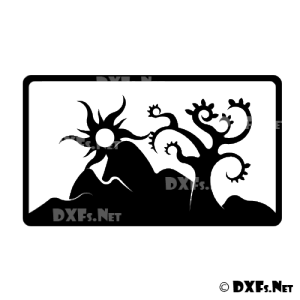 DXF179 - Modern Retro Sun and Tree Design for CNC Cutting