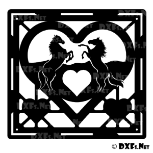 DXF209 - Rearing Heart Horse Design for CNC Cutting